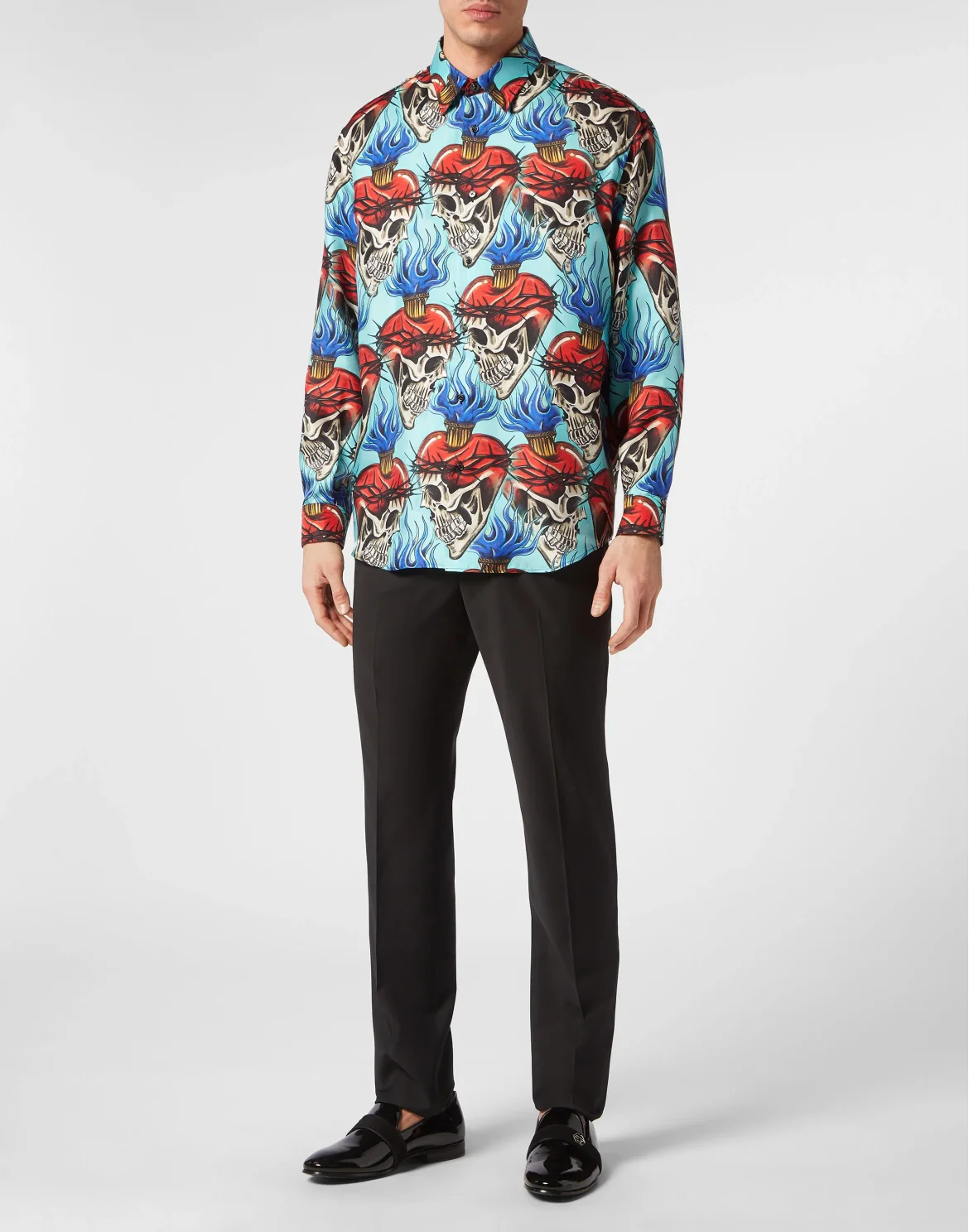 Silk Dandy Shirt Love Tattoo, цвет: Бирюзовый