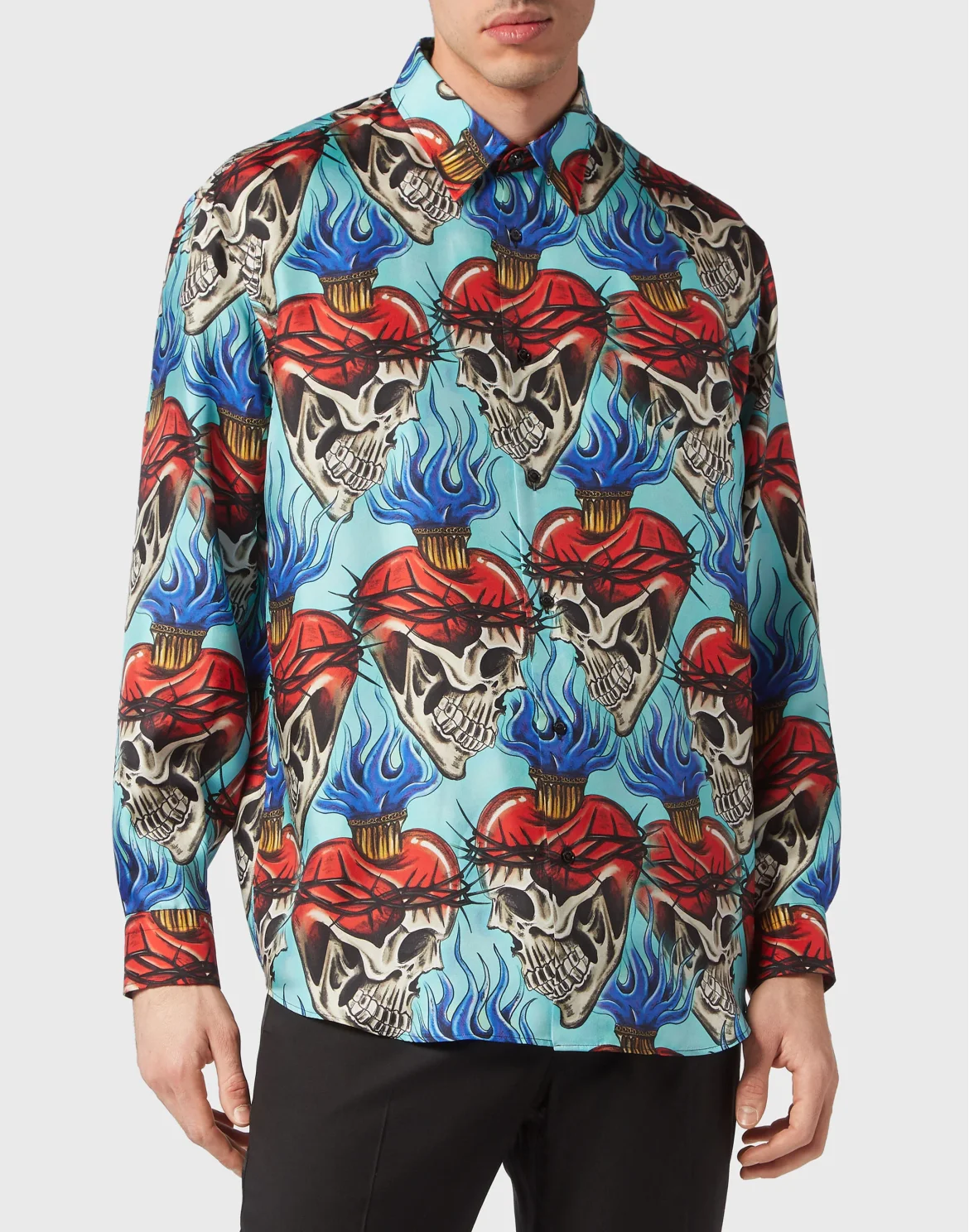Silk Dandy Shirt Love Tattoo, цвет: Бирюзовый