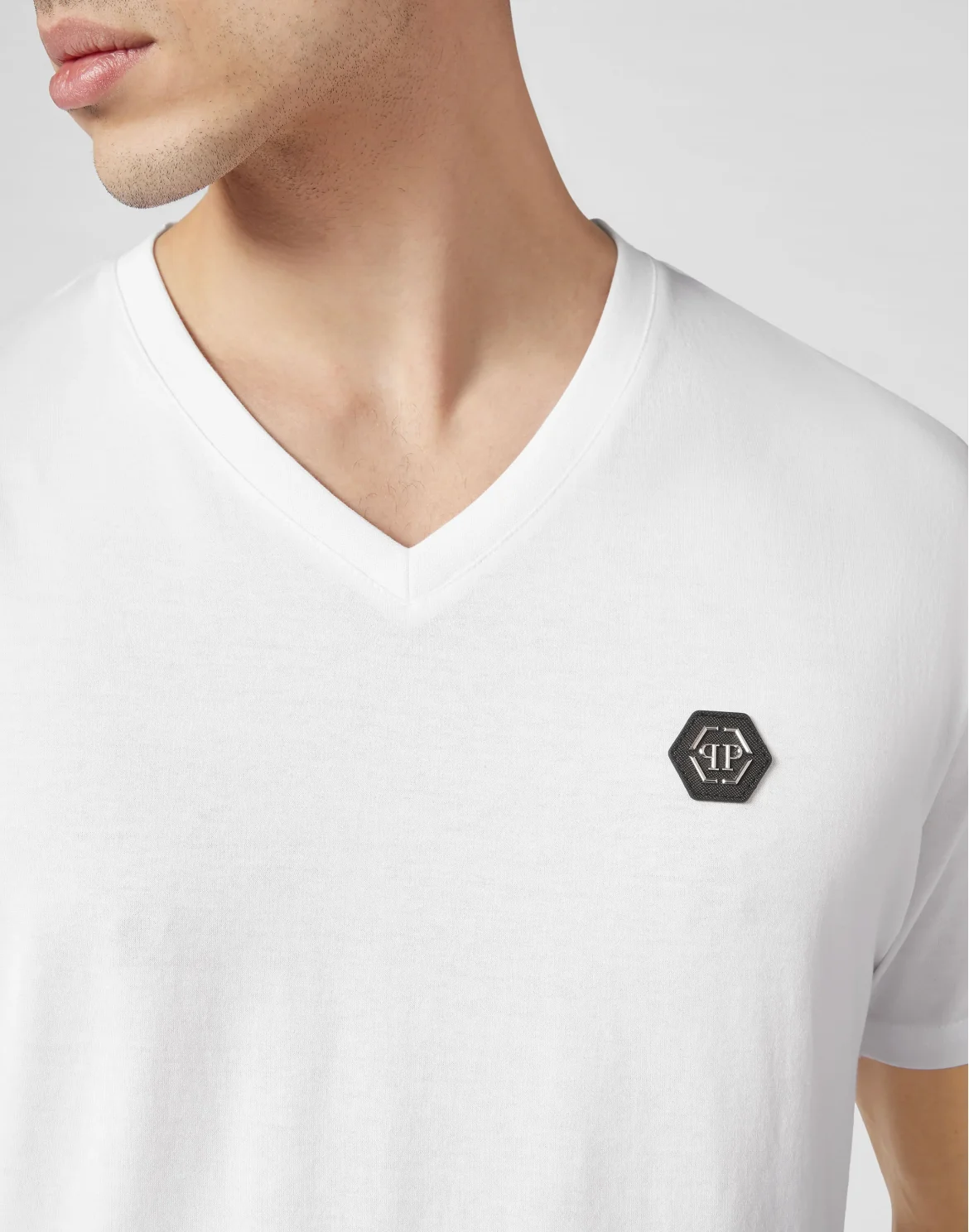 T-shirt V-Neck SS Gothic Plein, цвет: Белый