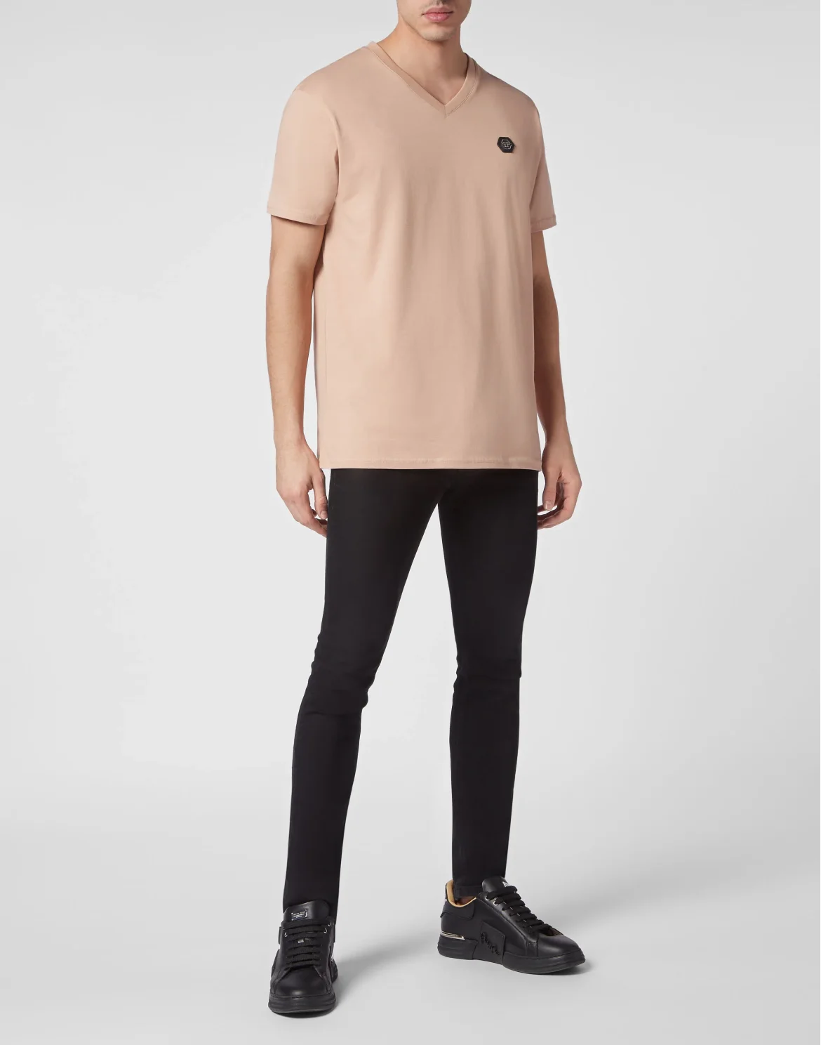T-shirt V-Neck SS Gothic Plein, цвет: Бежевый