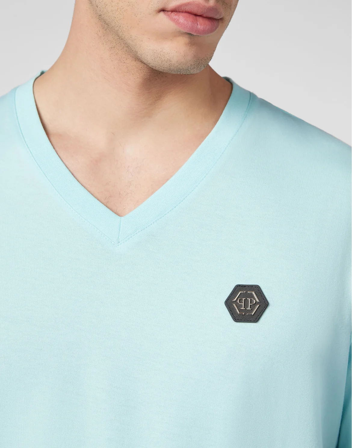 T-shirt V-Neck SS Gothic Plein, цвет: Голубой