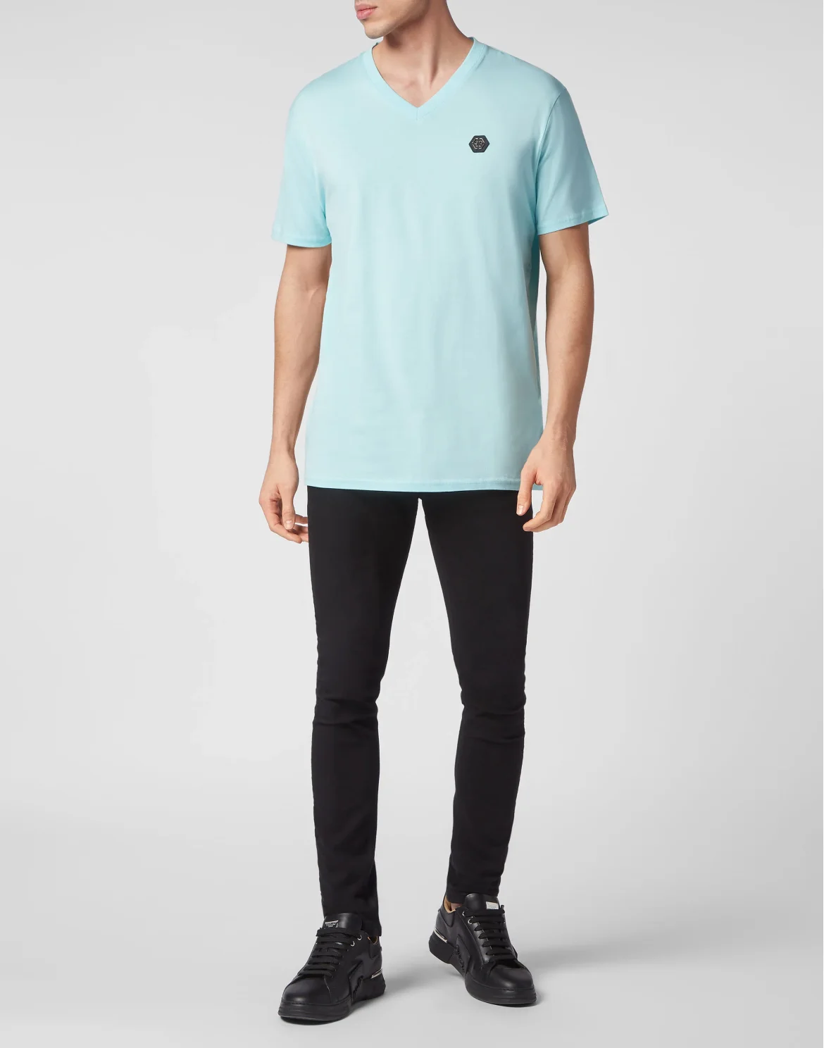 T-shirt V-Neck SS Gothic Plein, цвет: Голубой