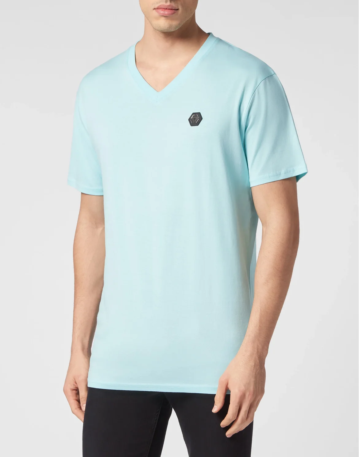 T-shirt V-Neck SS Gothic Plein, цвет: Голубой