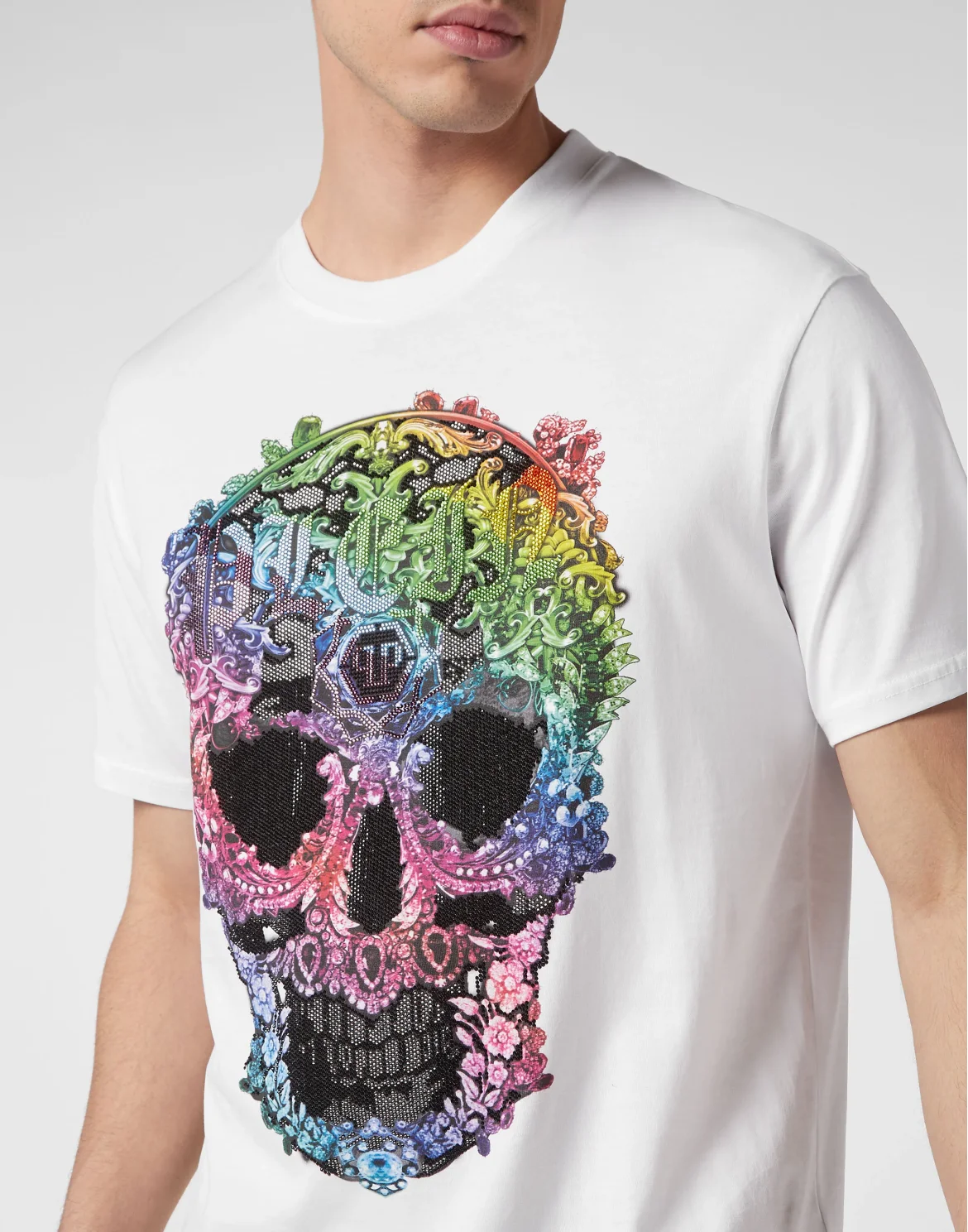 T-shirt Round Neck SS Baroque Skull, цвет: Белый
