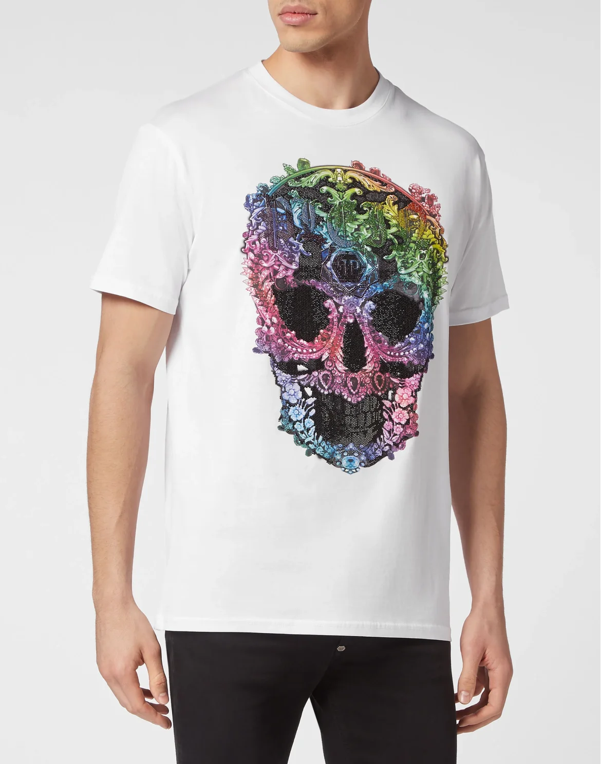 T-shirt Round Neck SS Baroque Skull, цвет: Белый