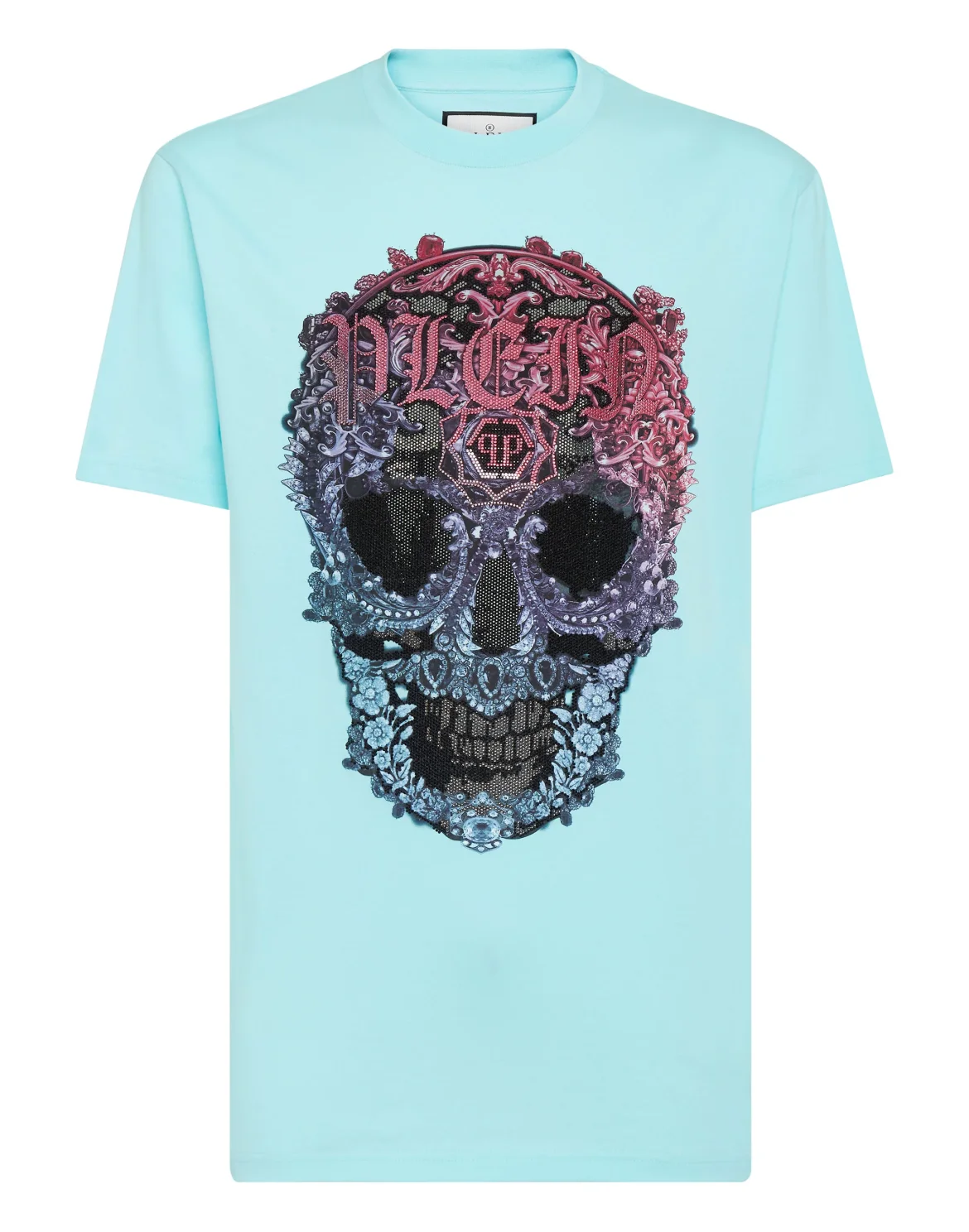 T-shirt Round Neck SS Baroque Skull, цвет: Голубой