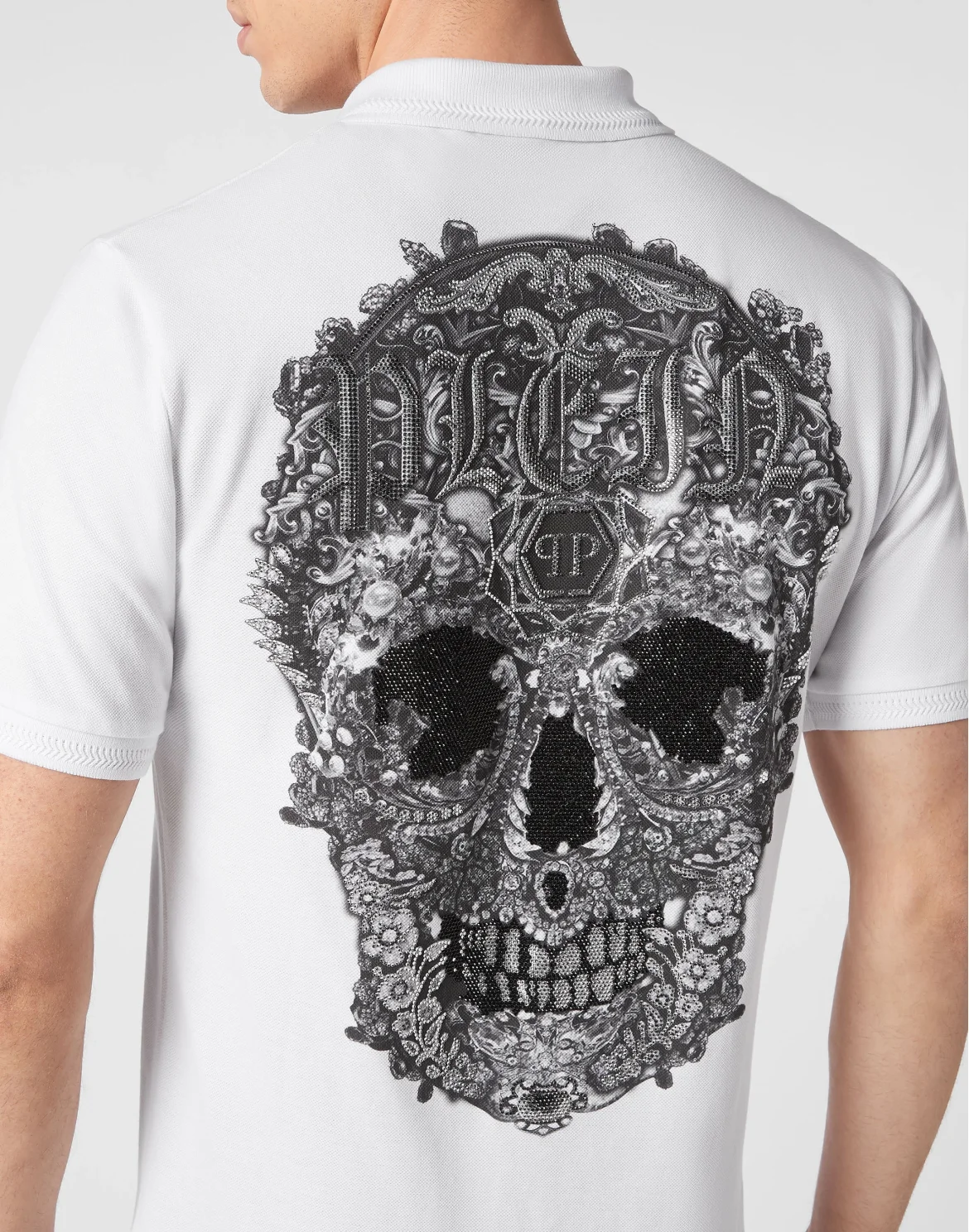 Slim Fit Polo shirt SS Baroque Skull, цвет: Белый