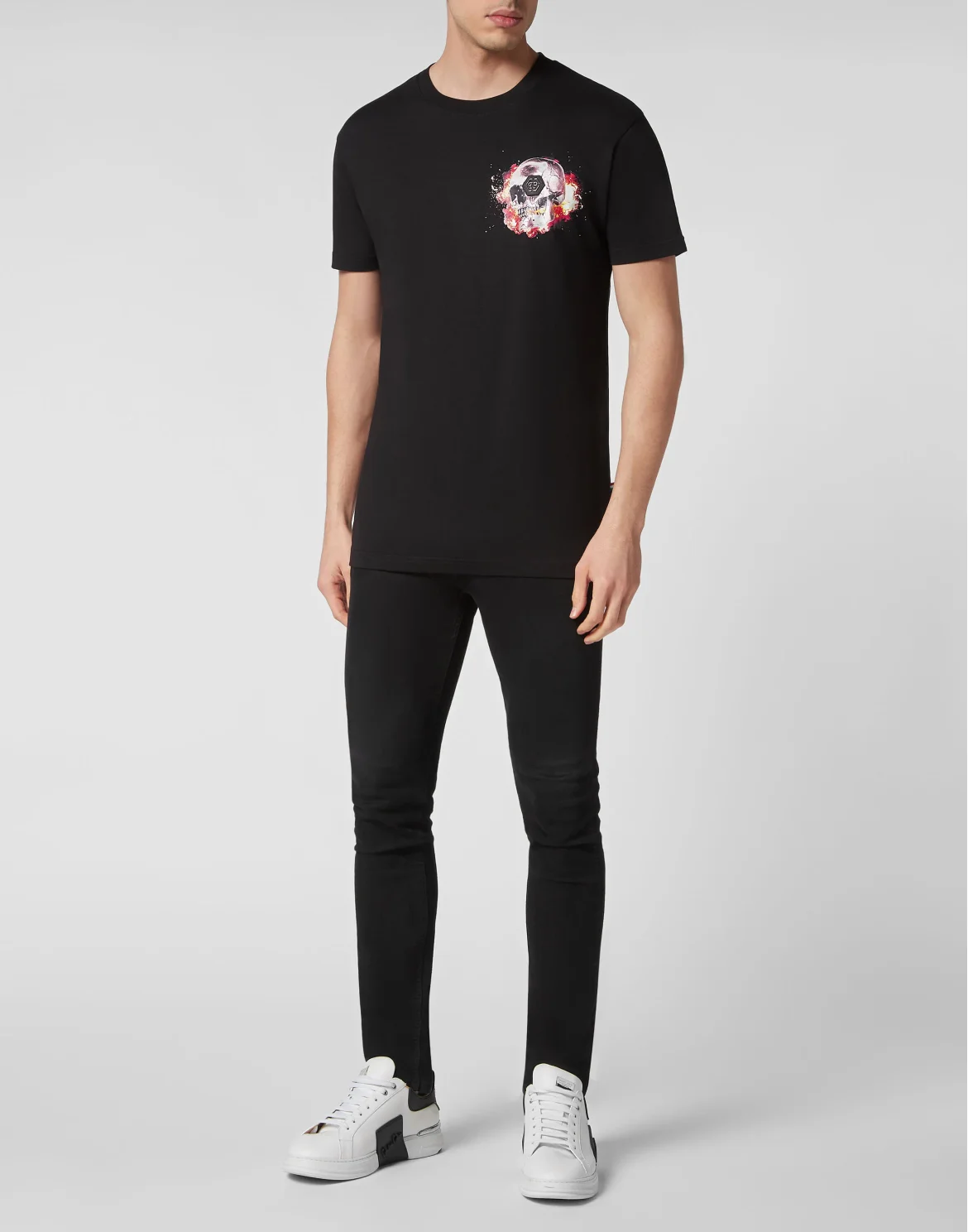 T-shirt Round Neck SS Skull on fire, цвет: Черный