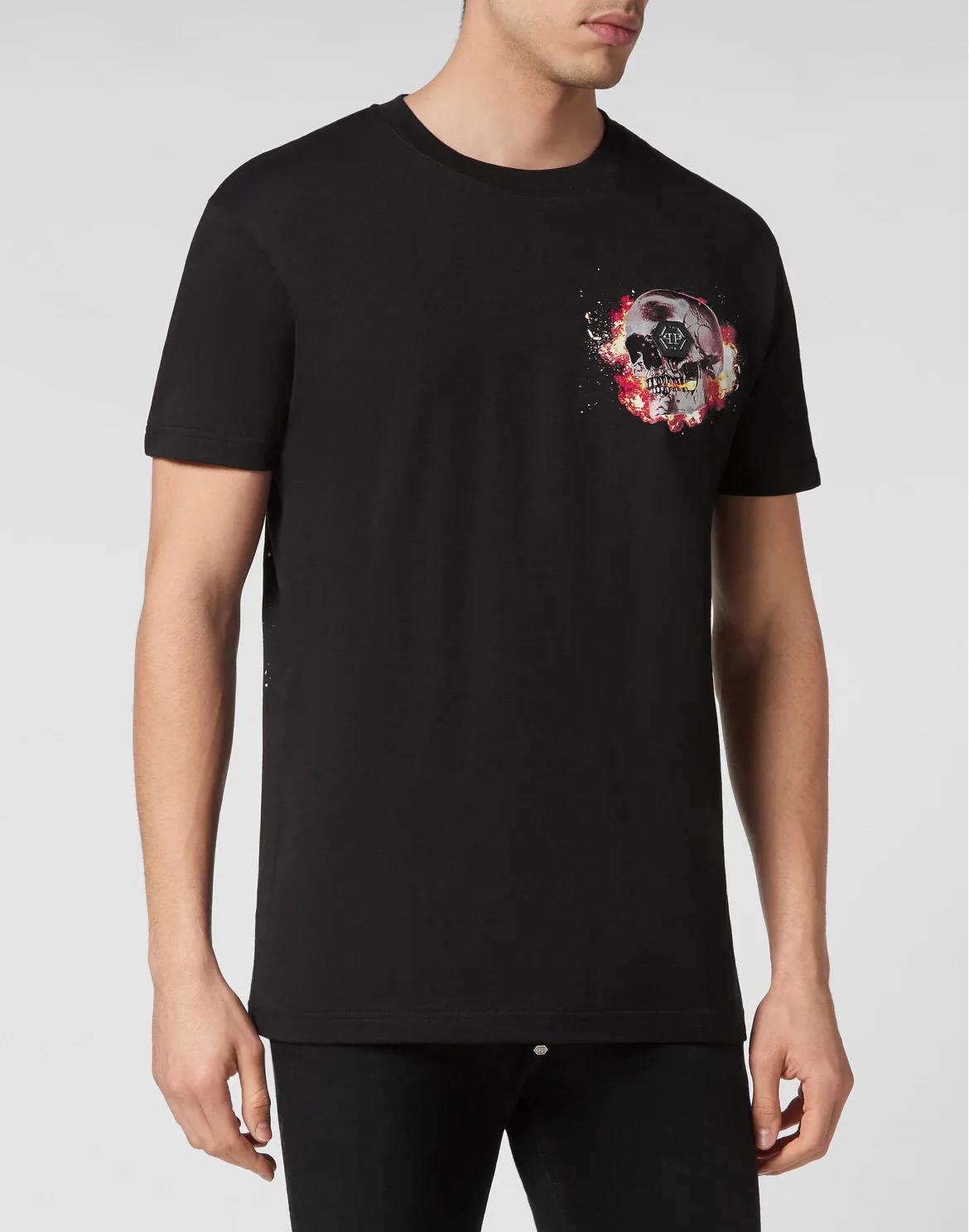 T-shirt Round Neck SS Skull on fire, цвет: Черный