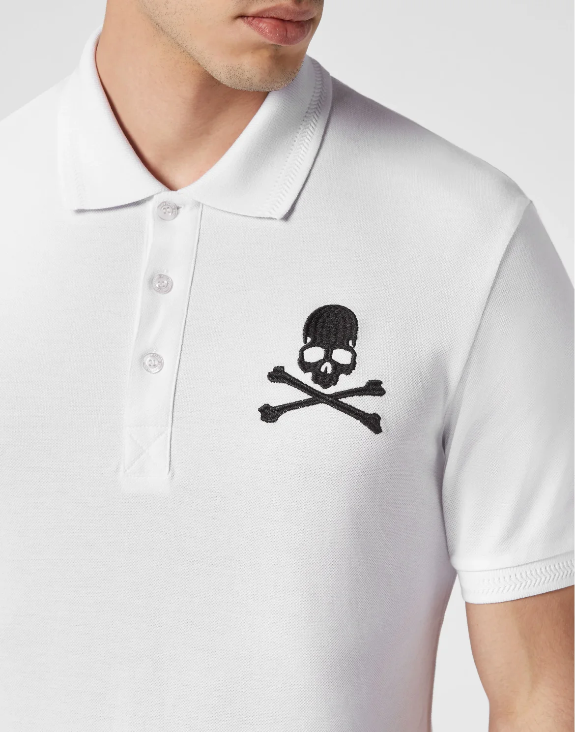 Slim Fit Piquet Polo Shirt SS Skull&Bones, цвет: Белый