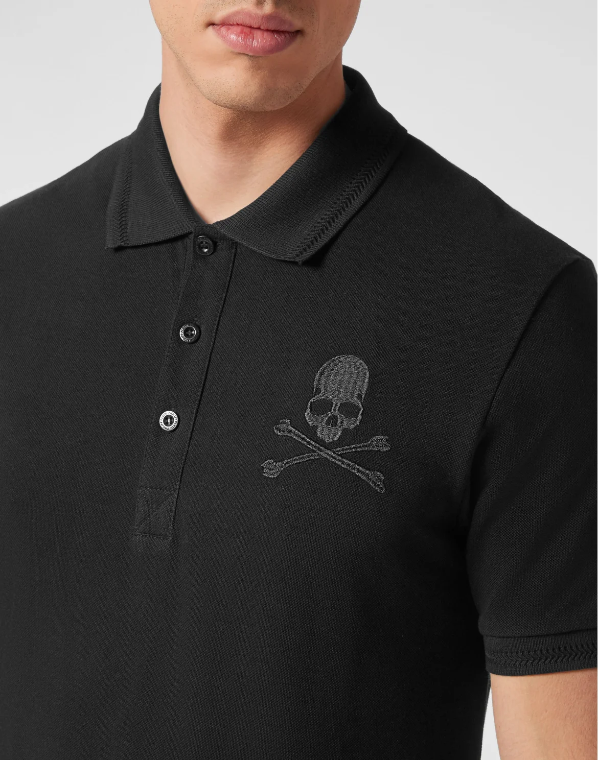 Slim Fit Piquet Polo Shirt SS Skull&Bones, цвет: Черный