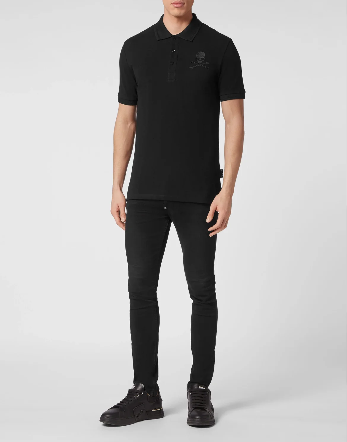 Slim Fit Piquet Polo Shirt SS Skull&Bones, цвет: Черный