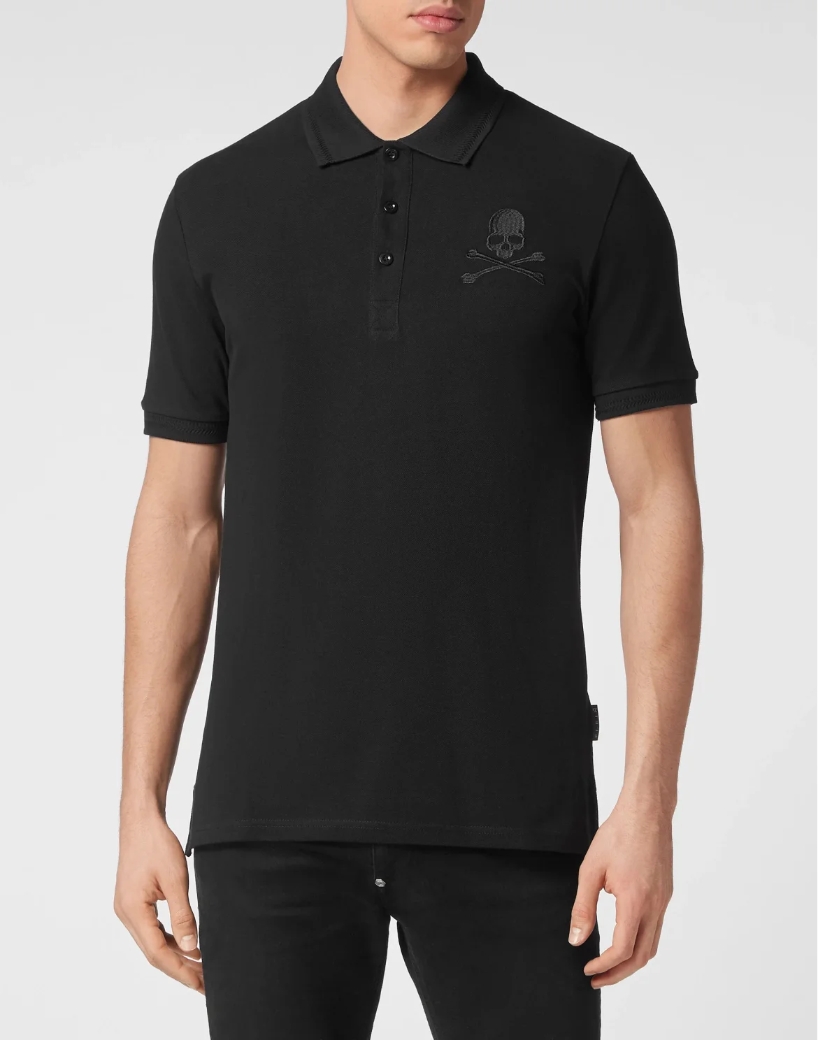 Slim Fit Piquet Polo Shirt SS Skull&Bones, цвет: Черный