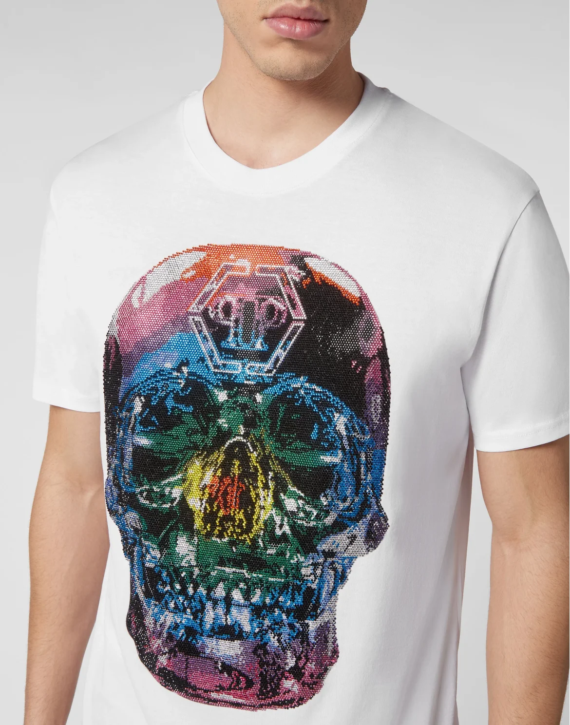 T-shirt Round Neck SS Glass Skull, цвет: Белый
