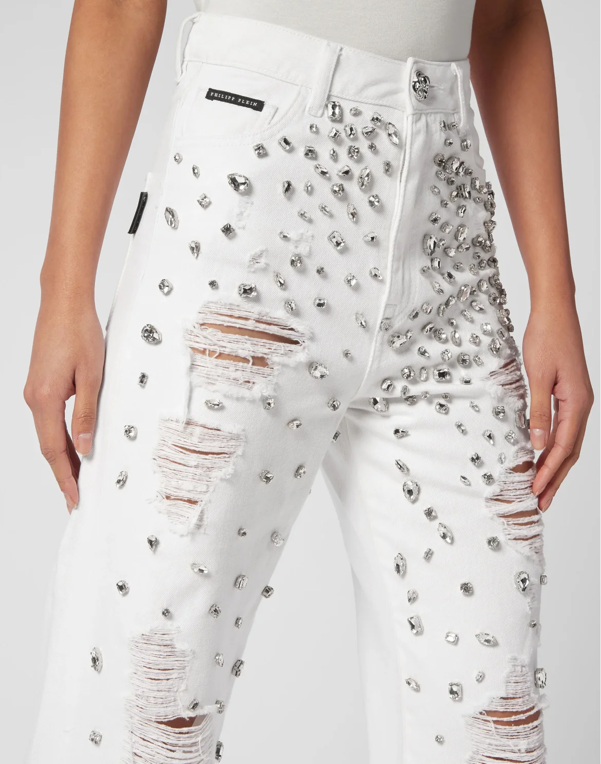 Denim Trousers Palace Fit Crystal, цвет: Белый