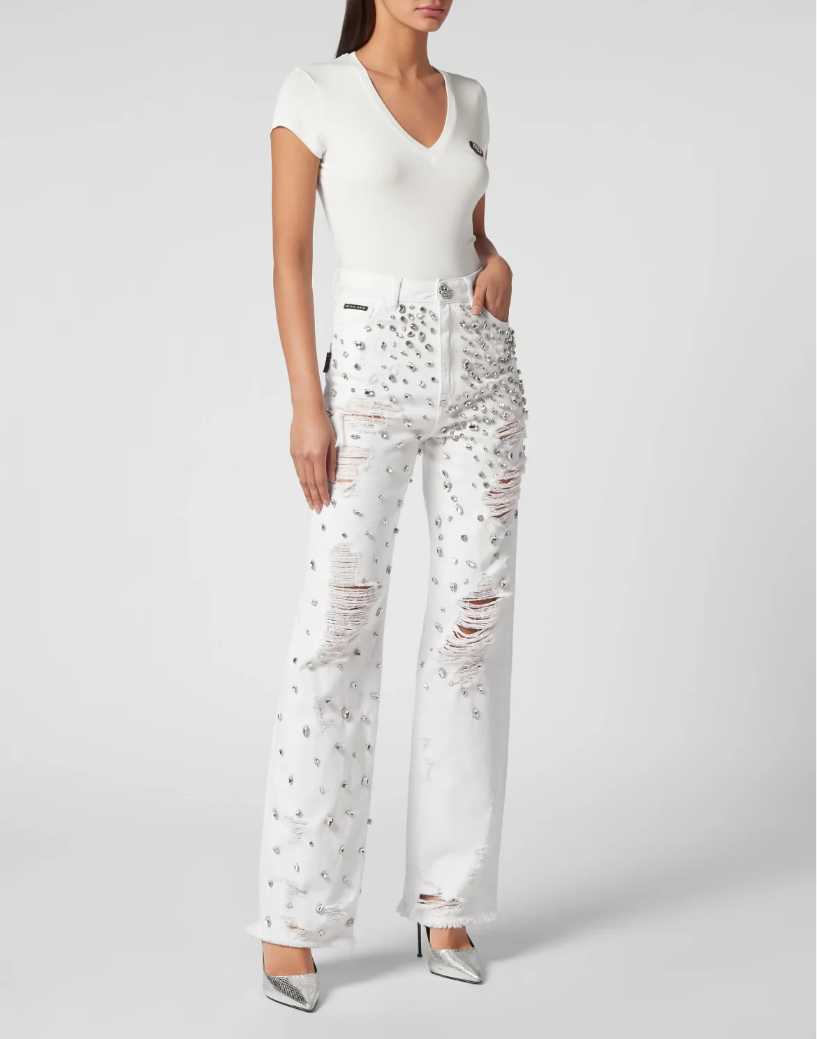 Denim Trousers Palace Fit Crystal, цвет: Белый