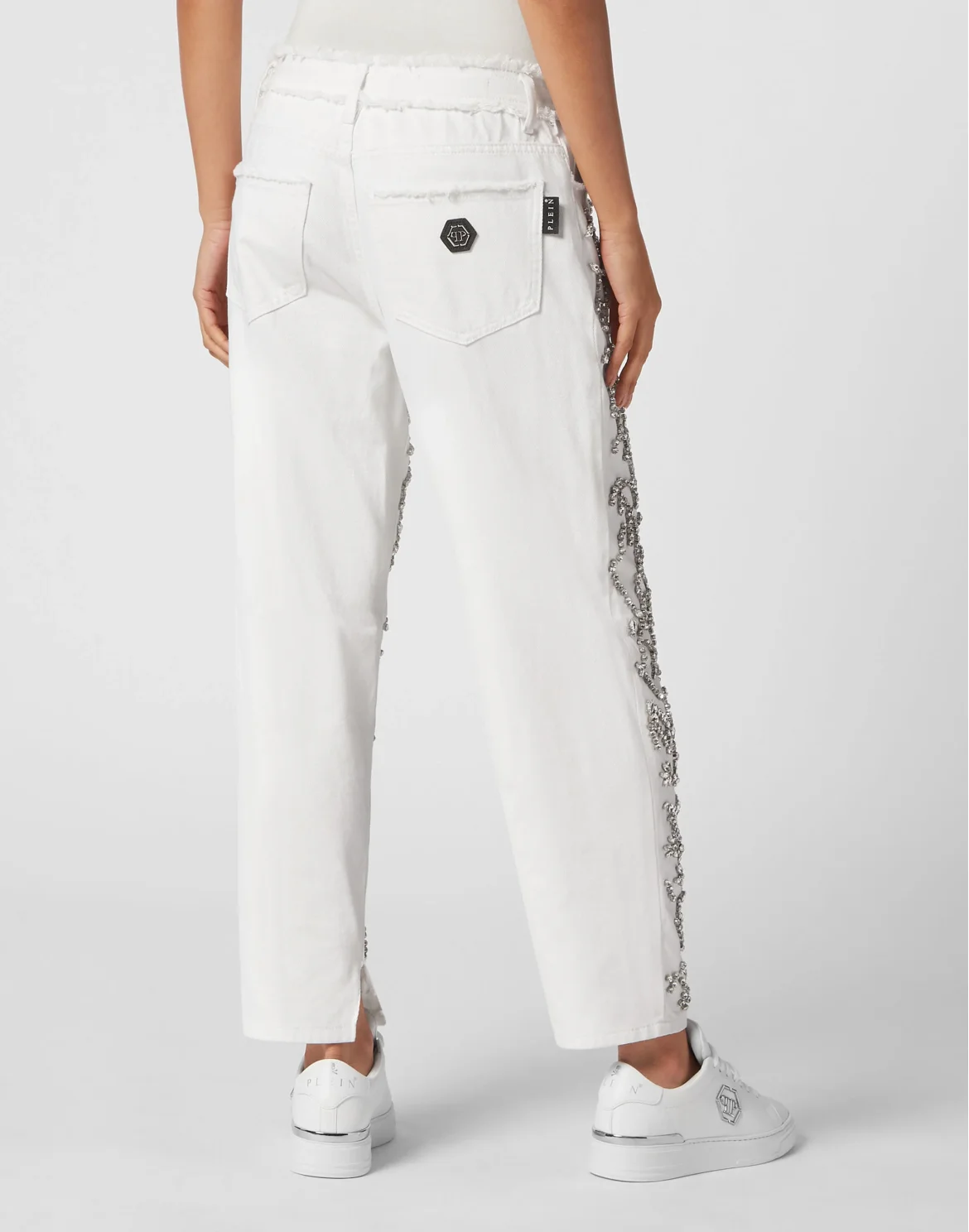 Denim Trousers Mom Fit Crystal, цвет: Белый