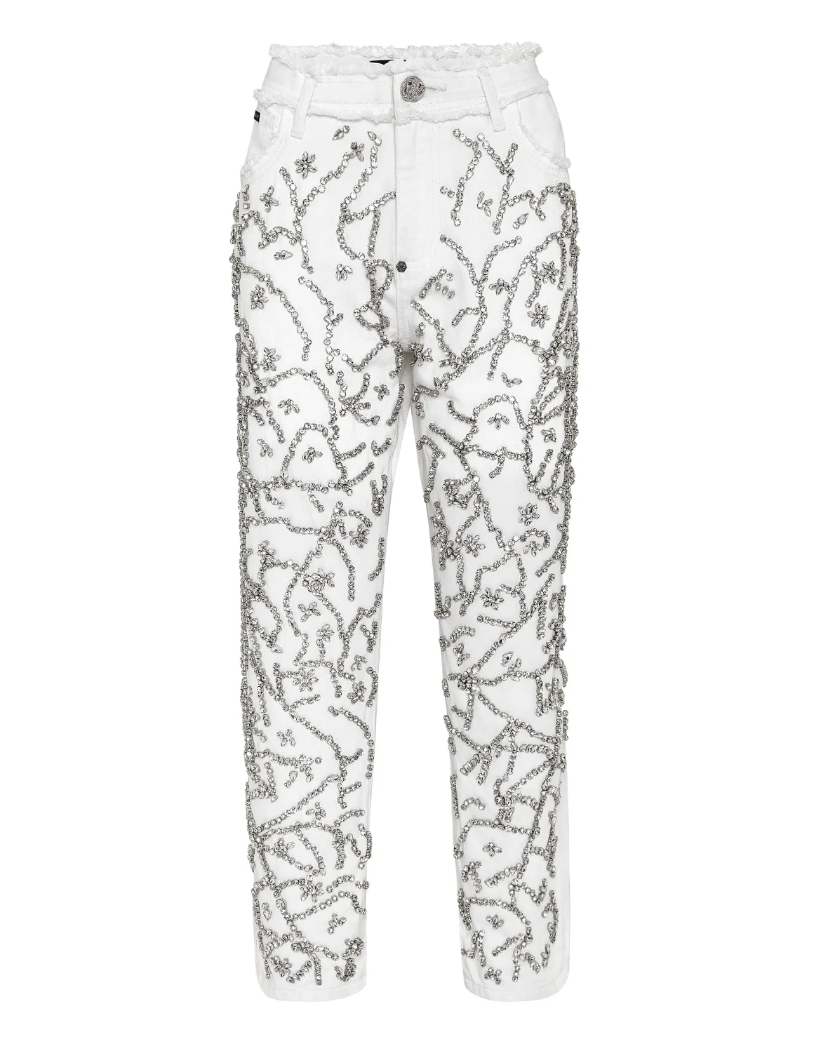 Denim Trousers Mom Fit Crystal, цвет: Белый