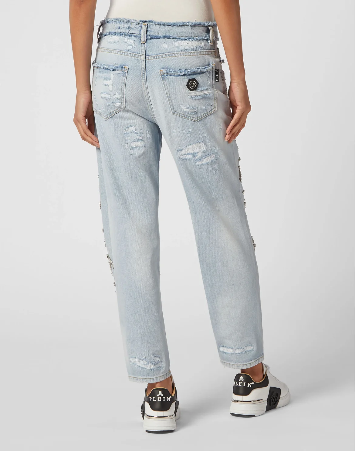 Denim Trousers Mom Fit Crystal, цвет: Голубой