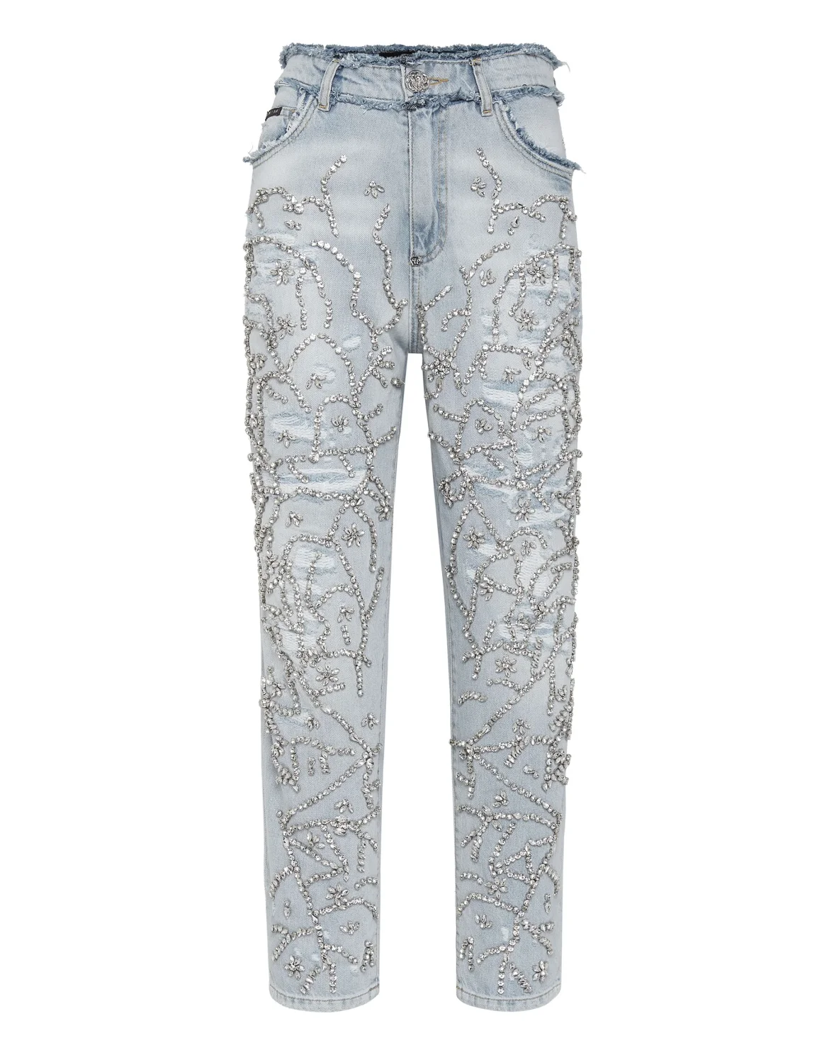 Denim Trousers Mom Fit Crystal, цвет: Голубой