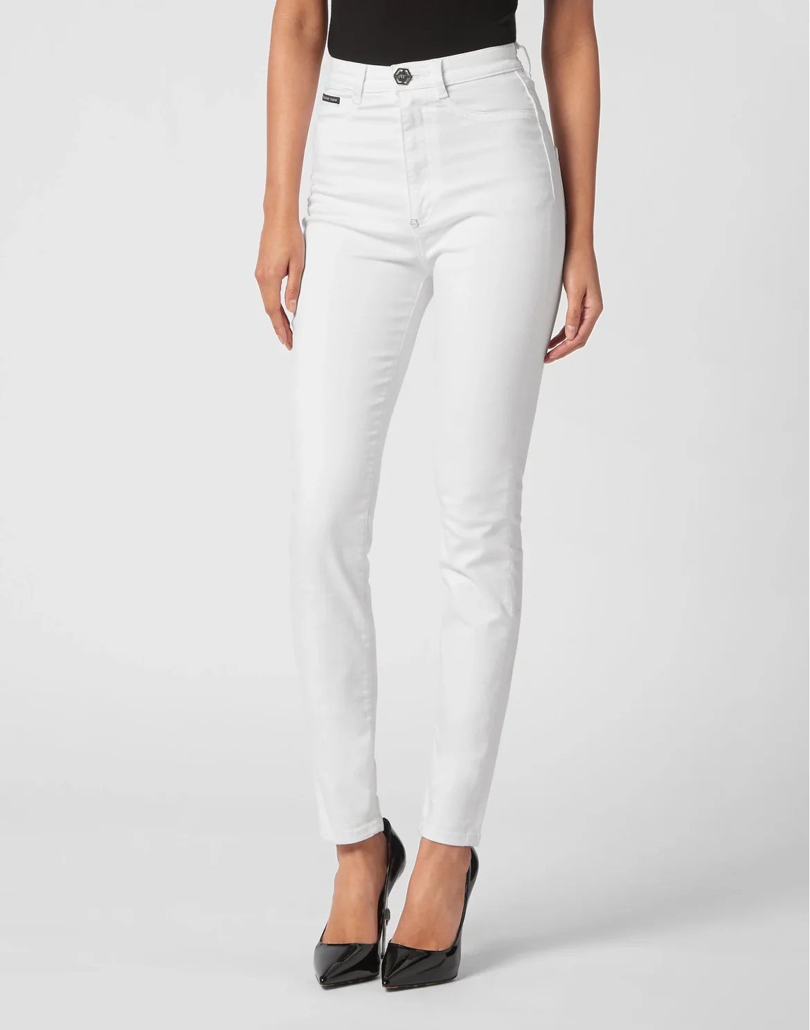 Super High Waist Denim Jeggings, цвет: Белый