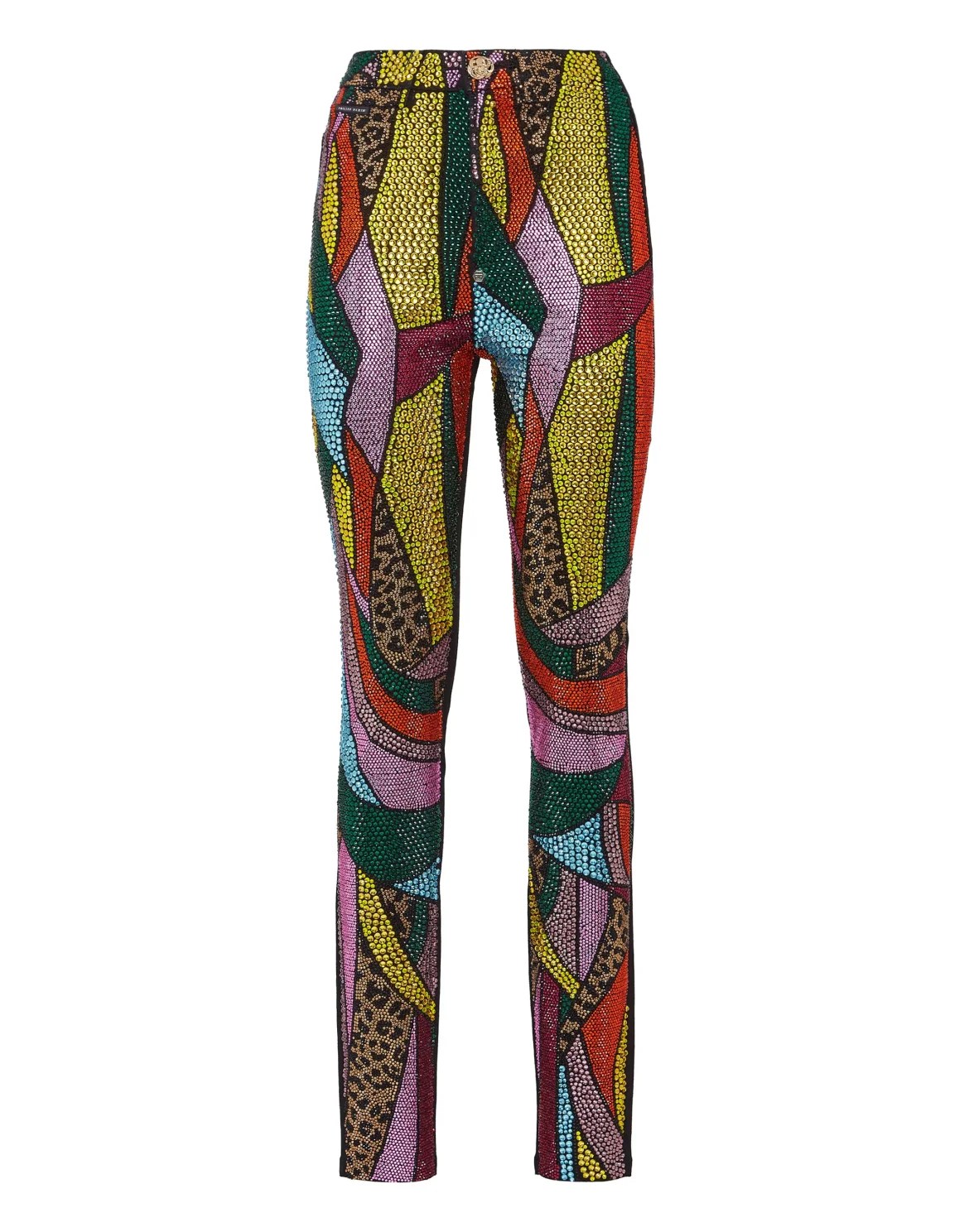 Super High Waist Denim Jeggings Rainbow Patchwork, цвет: Мультиколор