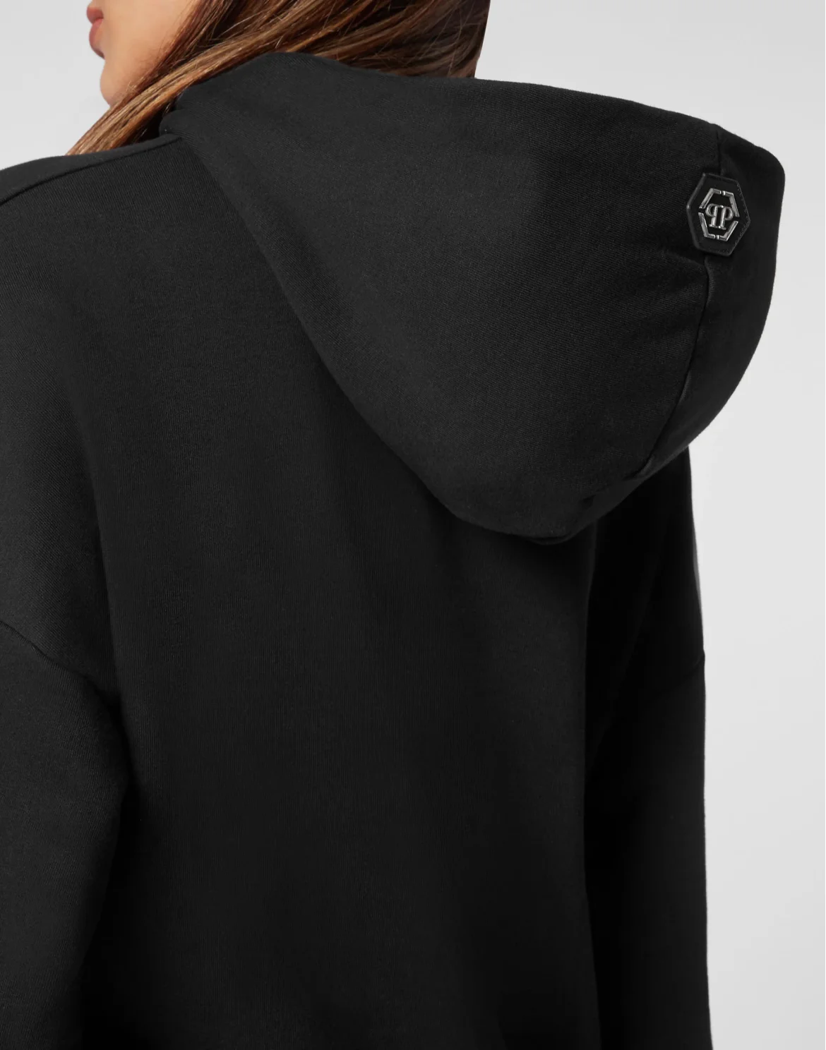 Cropped Hoodie Sweatshirt Man Fit Teddy Glass, цвет: Черный