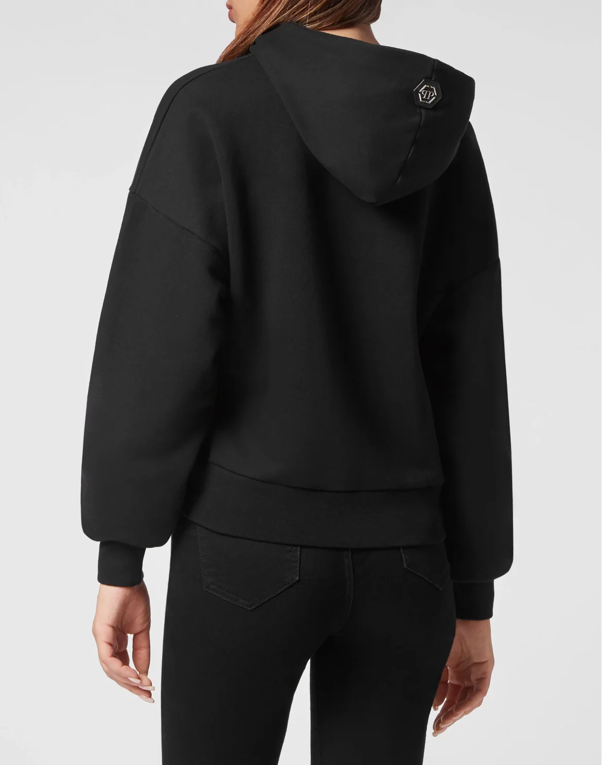 Cropped Hoodie Sweatshirt Man Fit Teddy Glass, цвет: Черный