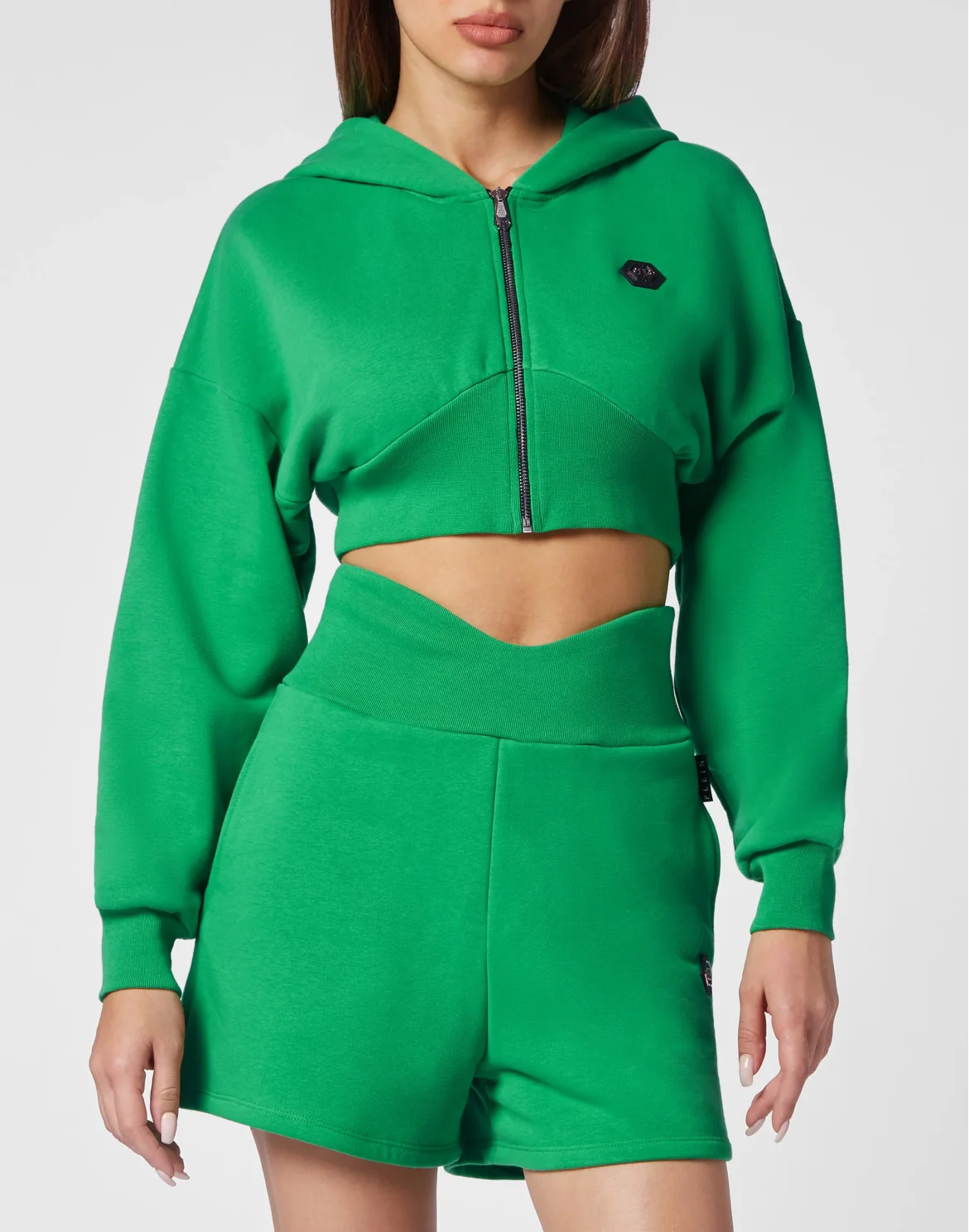 Cropped Hoodie Sweatjacket Gothic Plein, цвет: Зеленый