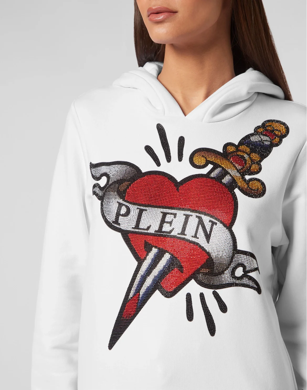 Cropped Hoodie Man Fit Love Tattoo, цвет: Белый
