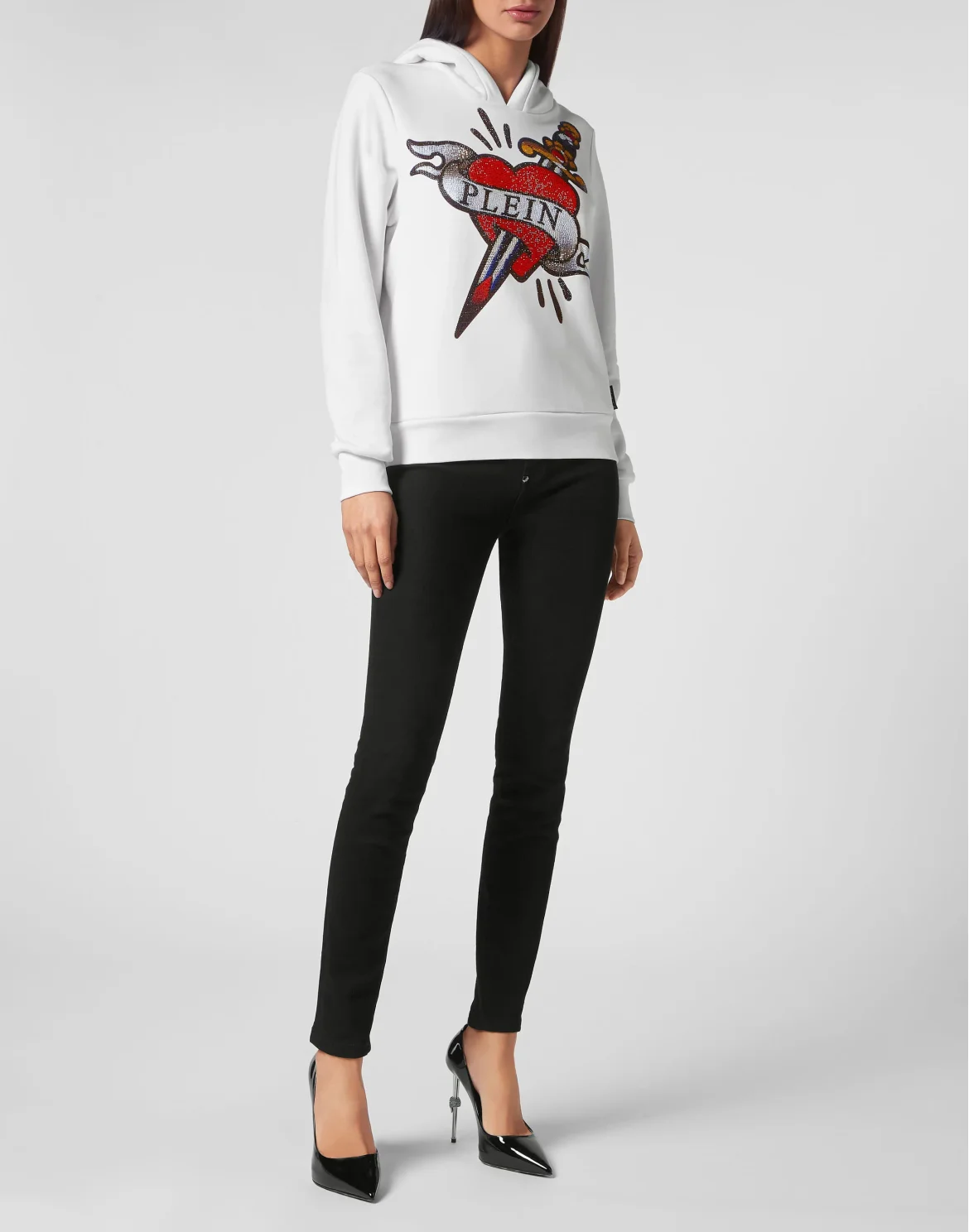 Cropped Hoodie Man Fit Love Tattoo, цвет: Белый