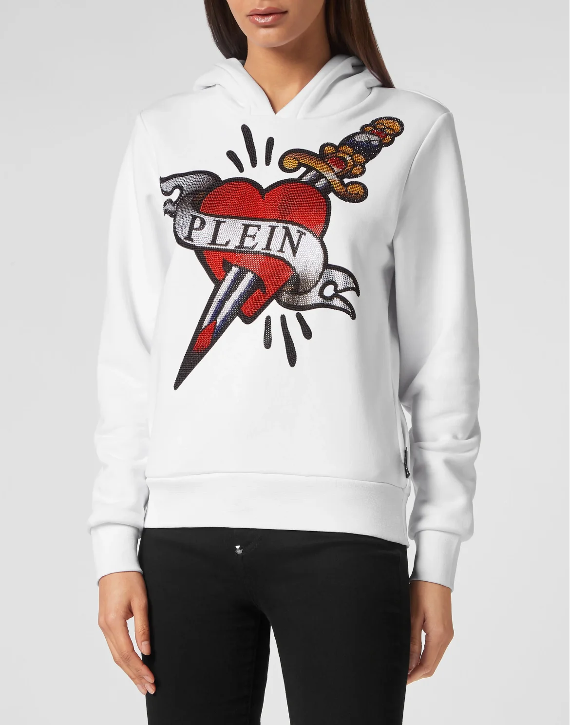 Cropped Hoodie Man Fit Love Tattoo, цвет: Белый
