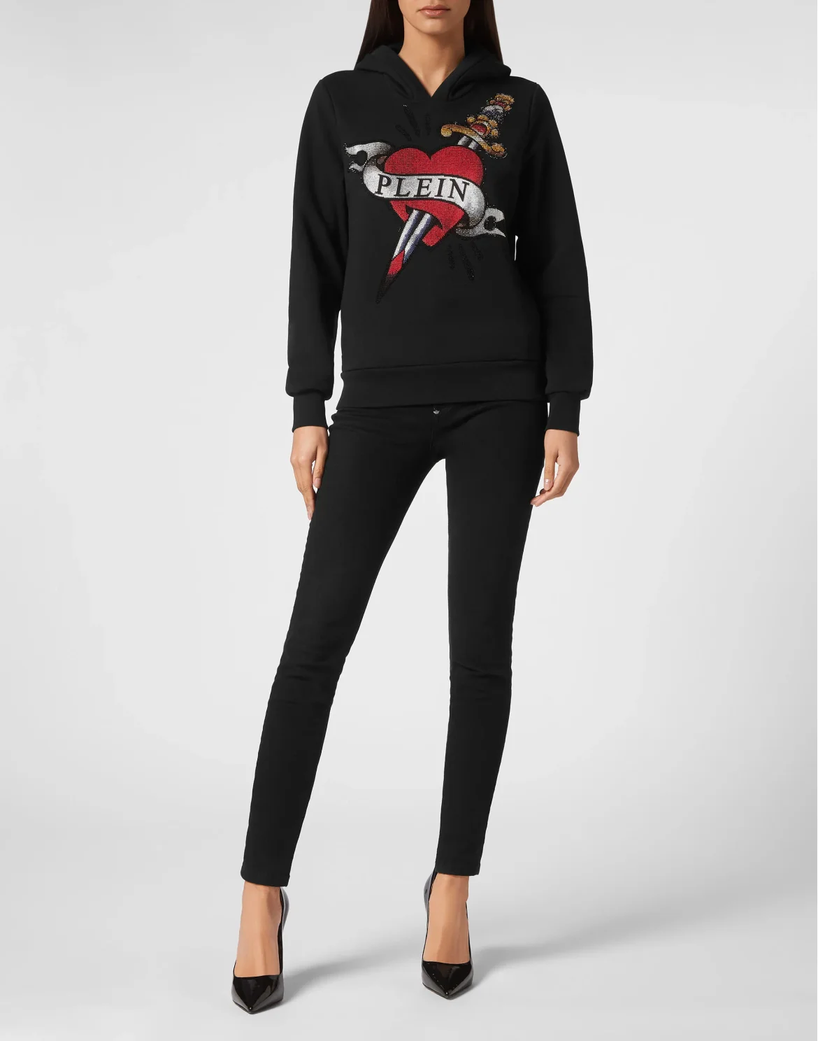 Cropped Hoodie Man Fit Love Tattoo, цвет: Черный