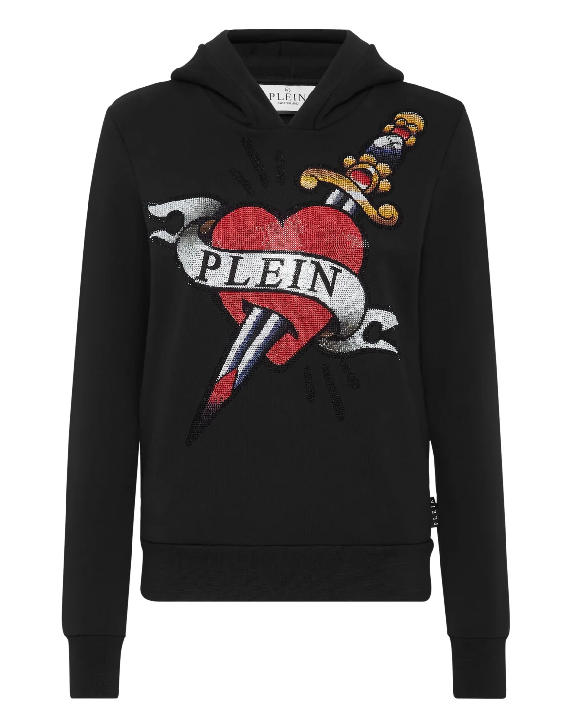 Cropped Hoodie Man Fit Love Tattoo, цвет: Черный
