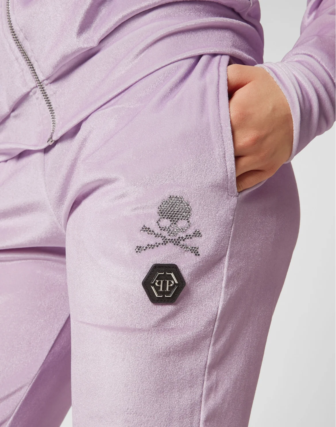 Velvet Jogging Tracksuit: Top/Trousers Crystal Skull, цвет: Розовый