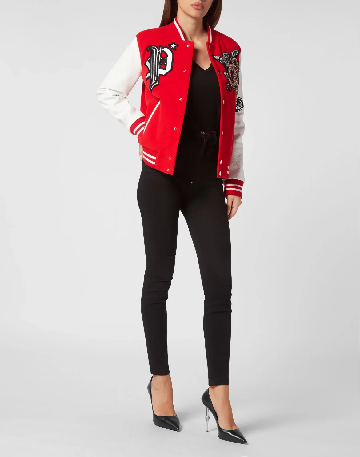 Wool and Leather Bomber Love Angel, цвет: Красный