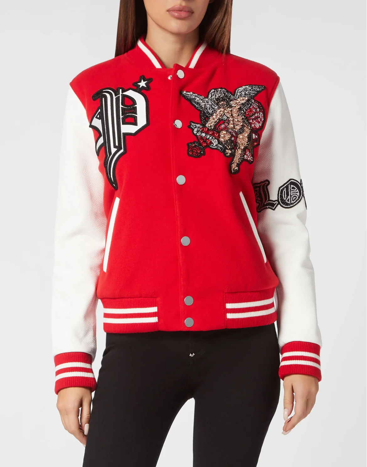Wool and Leather Bomber Love Angel, цвет: Красный