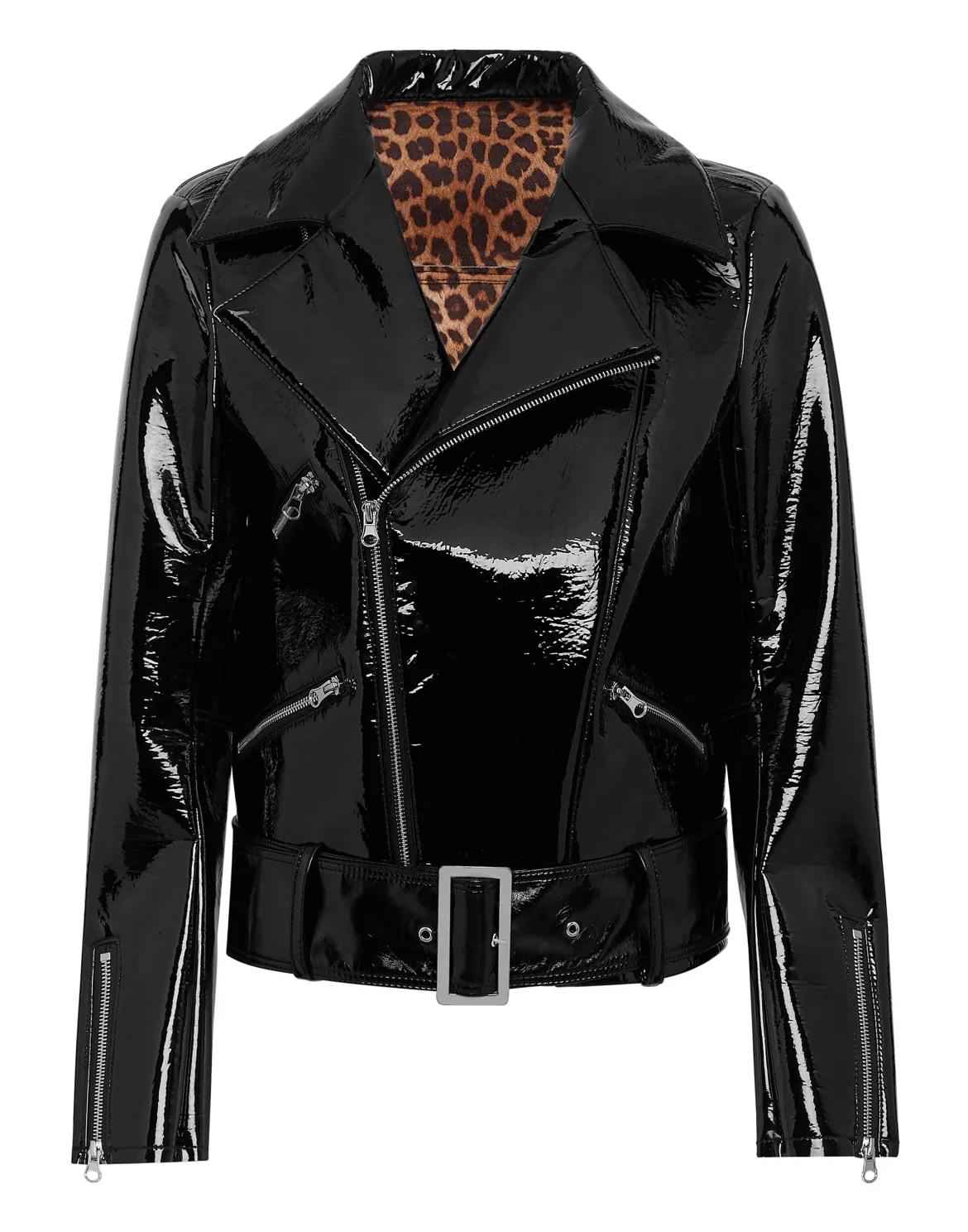 Oversize Glossy Eco Leather Jacket, цвет: Черный