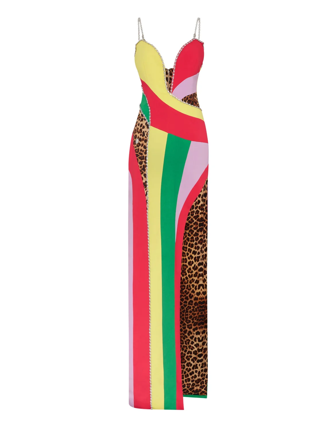 Satin Long Dress Rainbow Patchwork, цвет: Мультиколор