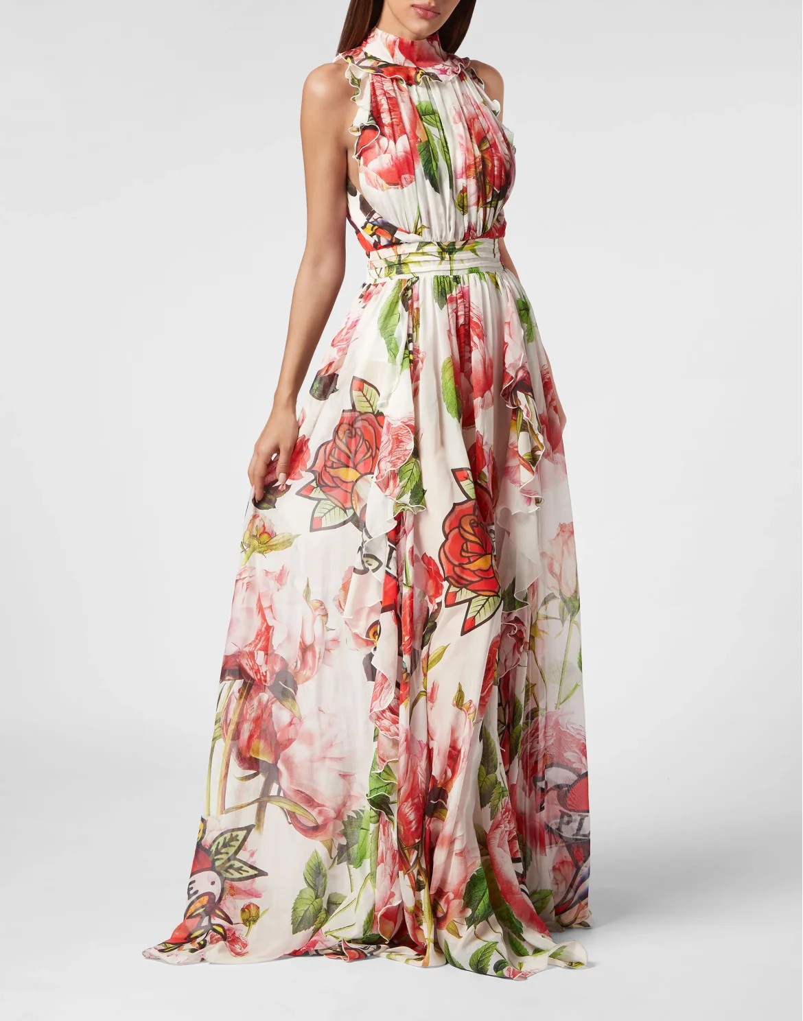 Silk Chiffon Long Dress Love, цвет: Белый