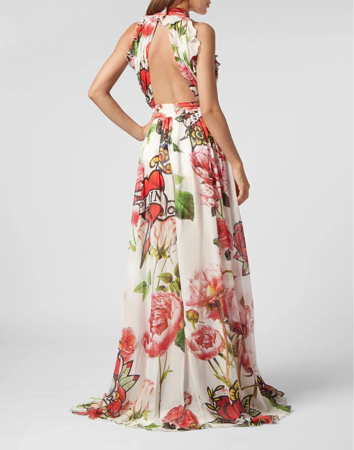 Silk Chiffon Long Dress Love, цвет: Белый