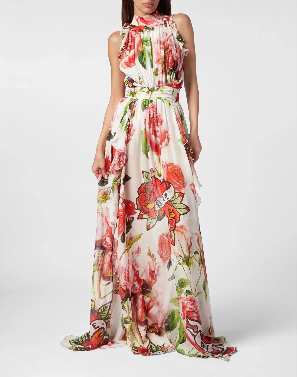 Silk Chiffon Long Dress Love, цвет: Белый