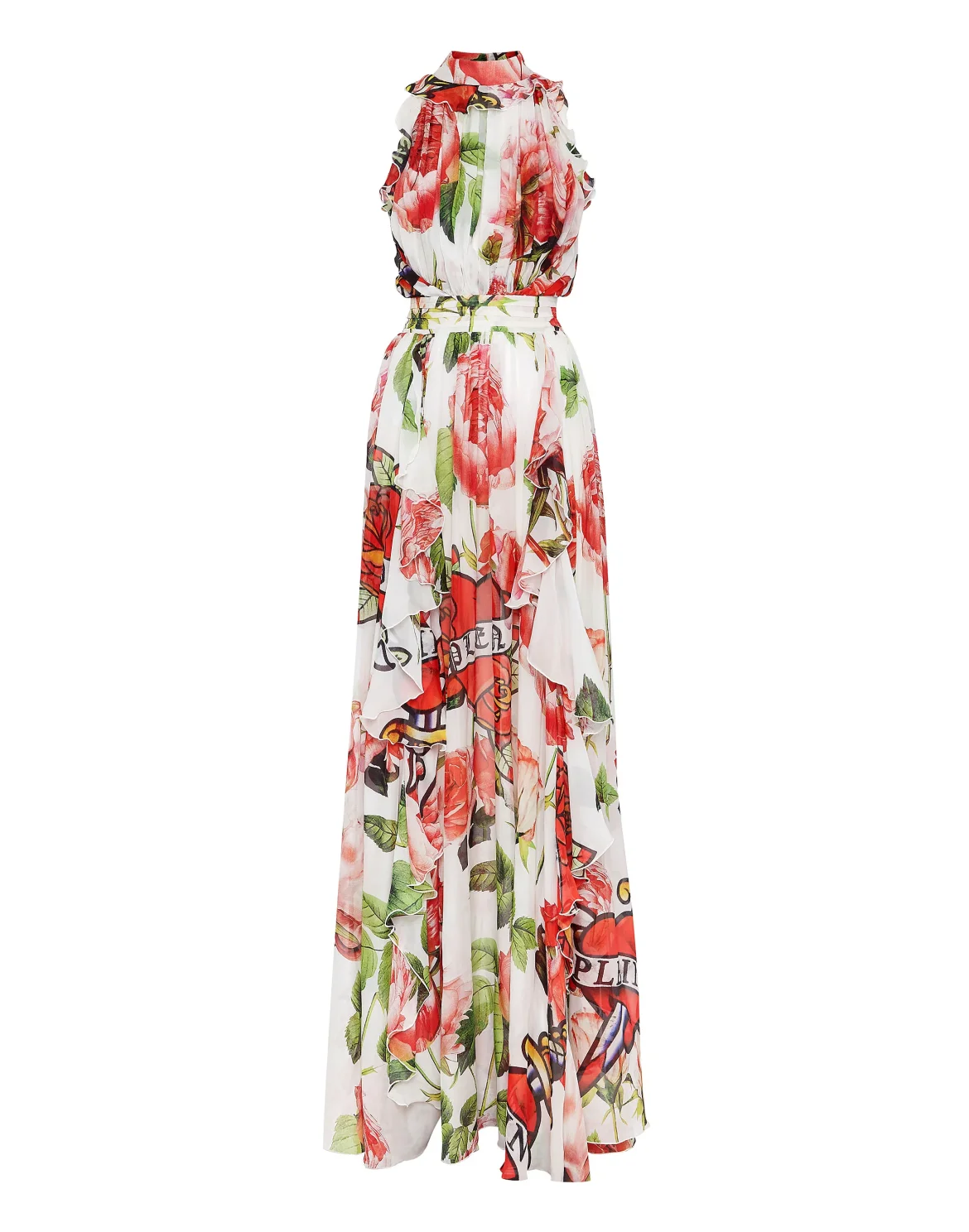 Silk Chiffon Long Dress Love, цвет: Белый