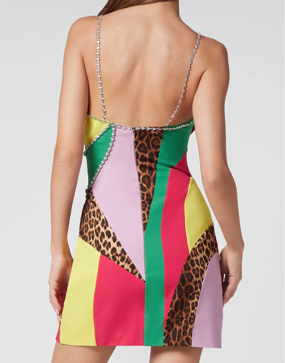 Satin Mini Dress Rainbow Patchwork, цвет: Мультиколор