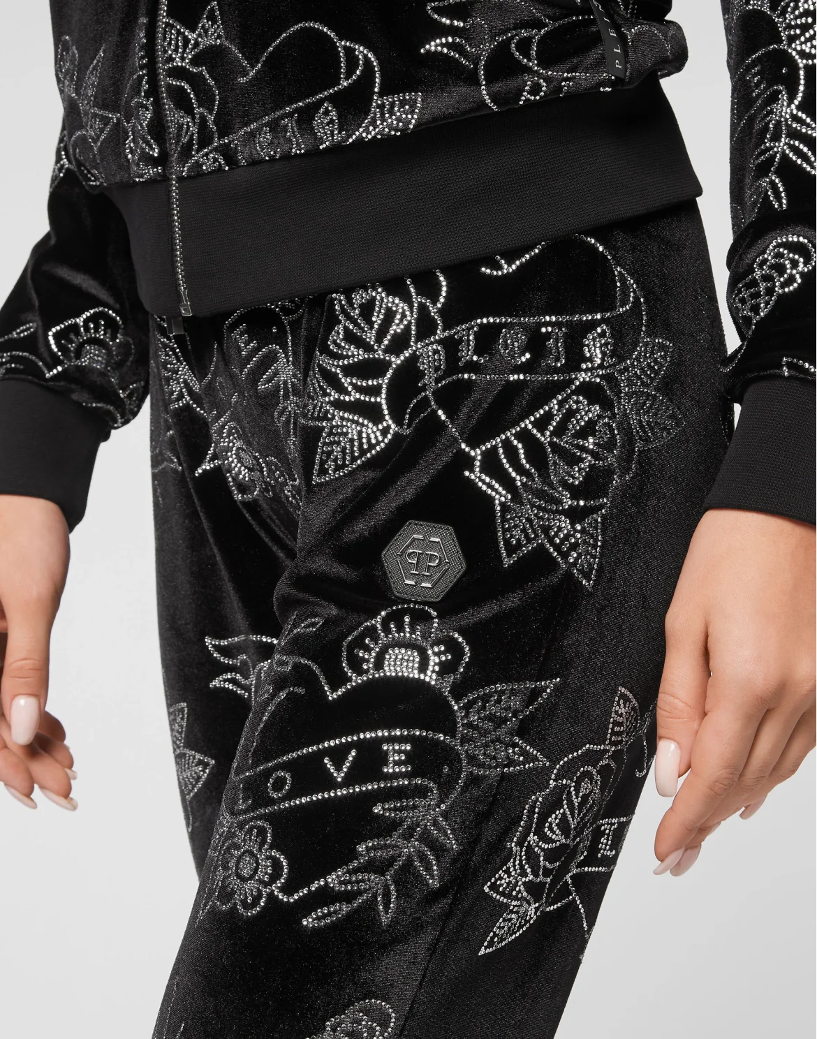 Jogging Tracksuit: Top/Trousers Love, цвет: Черный