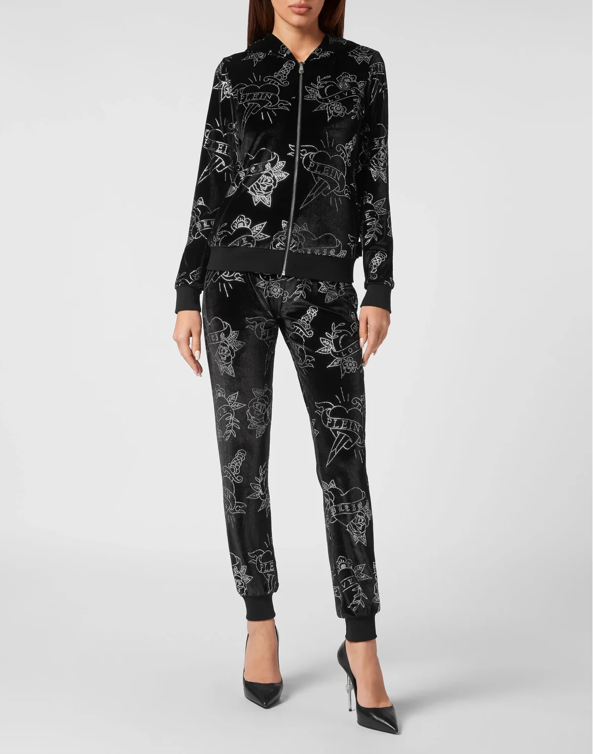Jogging Tracksuit: Top/Trousers Love, цвет: Черный