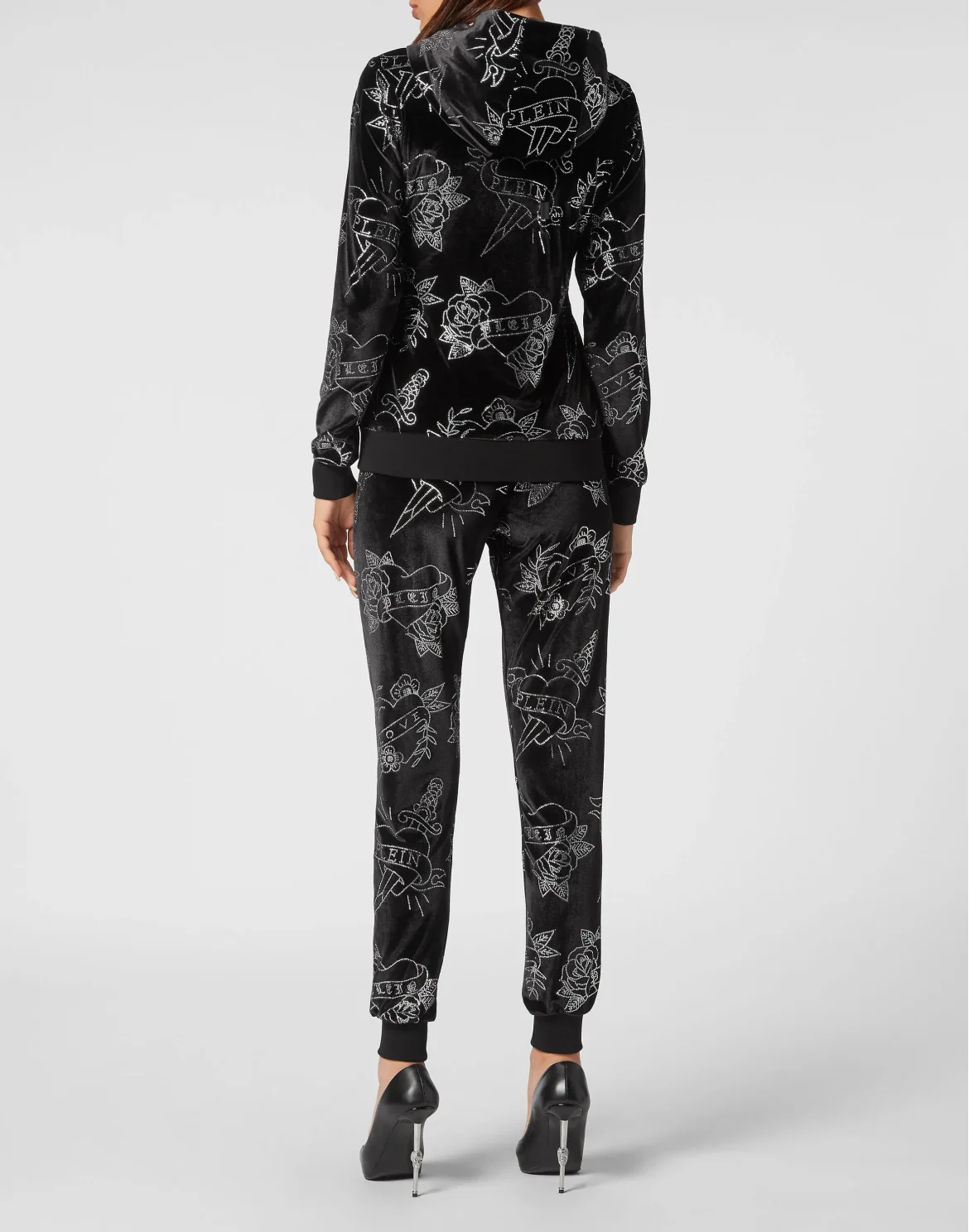 Jogging Tracksuit: Top/Trousers Love, цвет: Черный