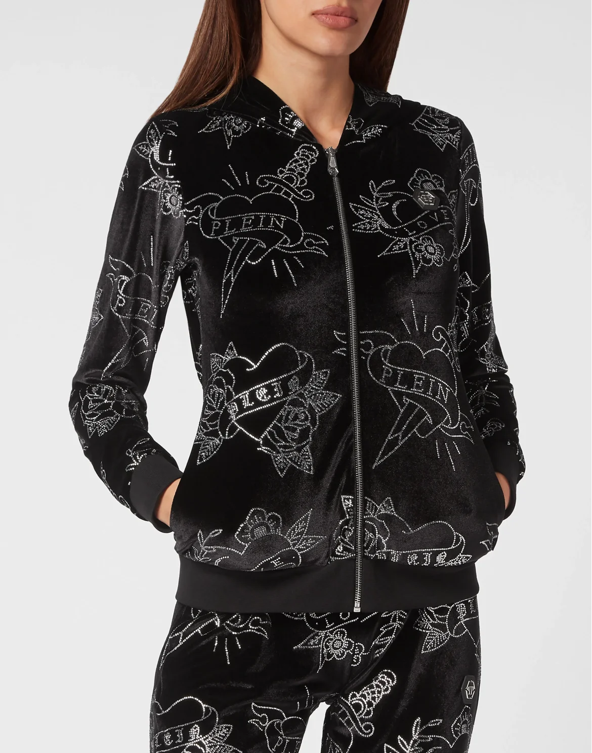 Jogging Tracksuit: Top/Trousers Love, цвет: Черный