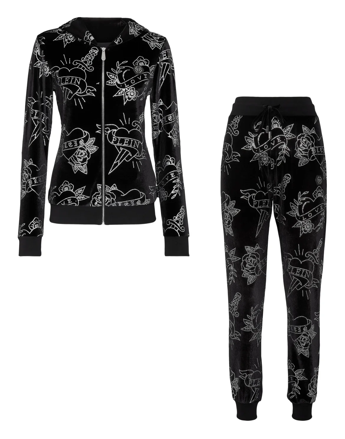 Jogging Tracksuit: Top/Trousers Love, цвет: Черный