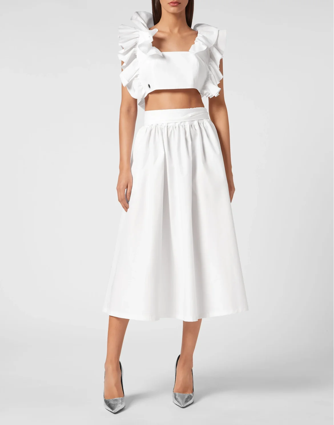 Volant Cropped Top, цвет: Белый